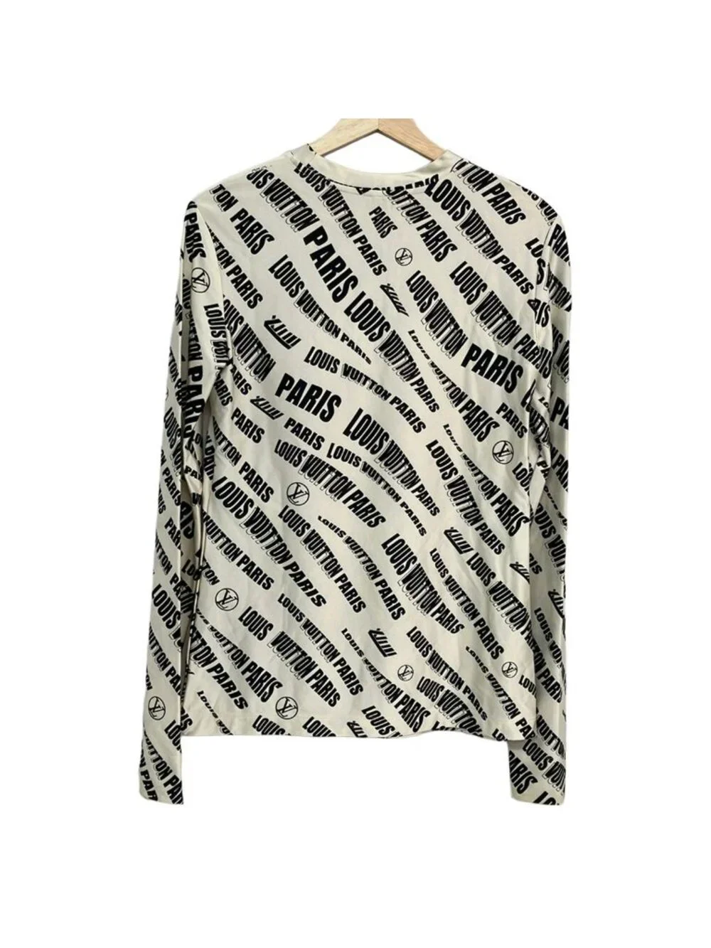 Louis Vuitton Long Sleeve Top M Im2 Ivory Black Signature Logo